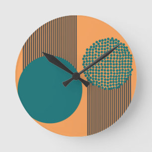 Mid-Century Modern Circle and Lines Round Clock