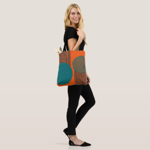 Mid-Century Modern Circle and Lines Tote Bag