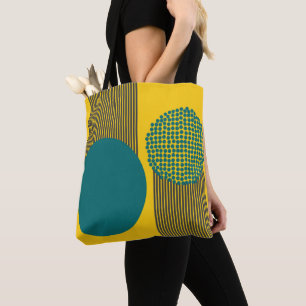 Mid-Century Modern Circle and Lines Tote Bag