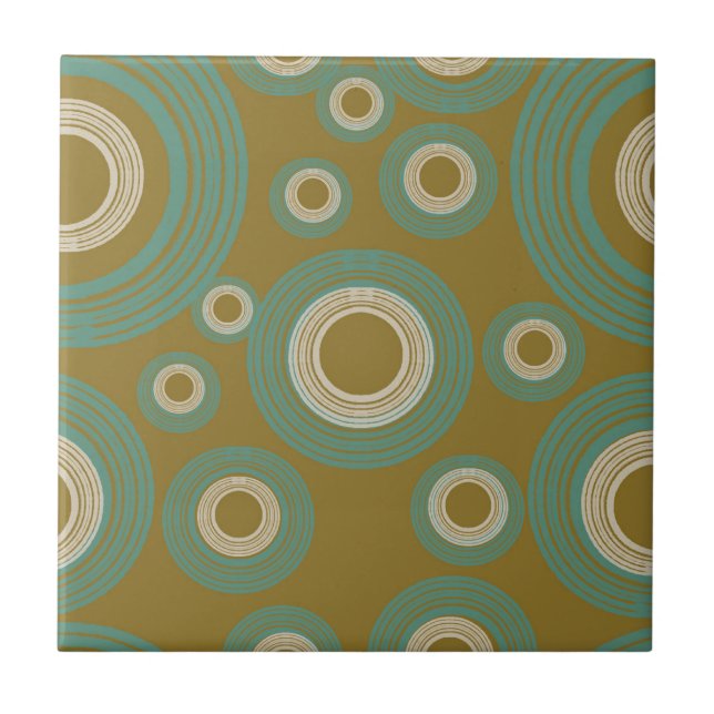 Mid Century Modern Circle Bright Green  Ceramic Tile (Front)