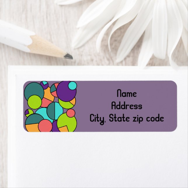 Mid-Century Modern Circle Collage  Return Address Label (Insitu)