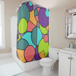Mid-Century Modern Circle Collage Shower Curtain