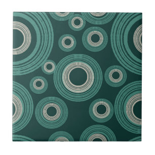 Mid Century Modern Circle Green Ceramic Tile