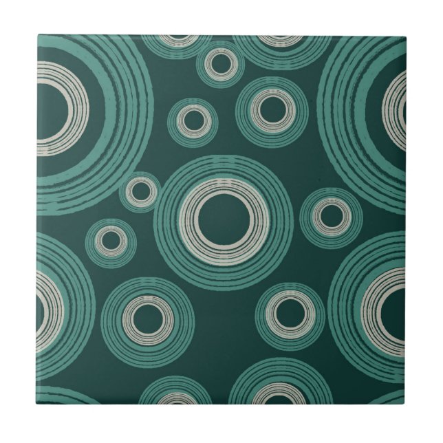 Mid Century Modern Circle Green Ceramic Tile (Front)