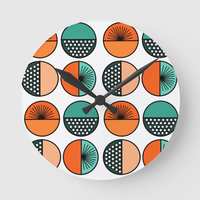 Mid-Century Modern Circle Halves  Round Clock (Front)