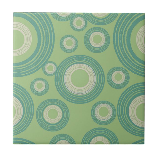 Mid Century Modern Circle Mint Ceramic Tile (Front)