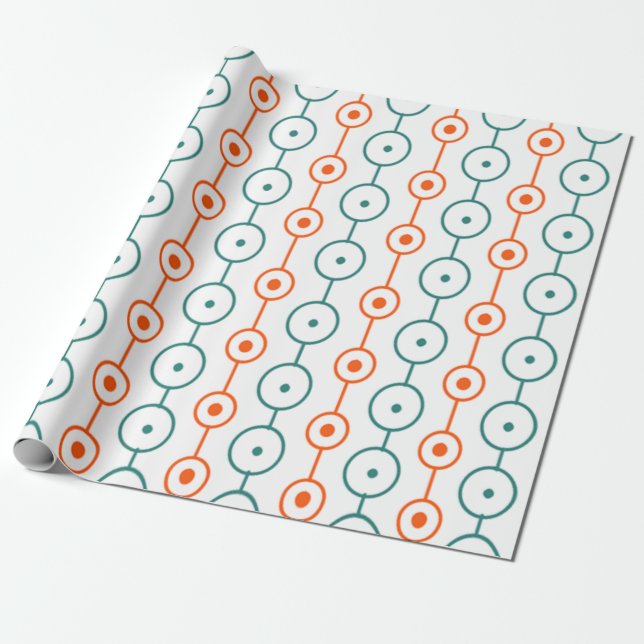 Mid-Century Modern Circle Strings Wrapping Paper (Unrolled)