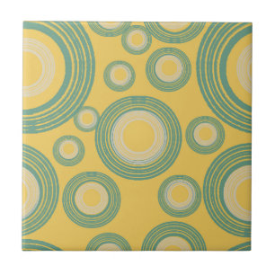Mid Century Modern Circle Yellow Ceramic Tile