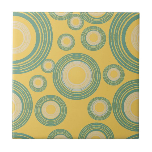 Mid Century Modern Circle Yellow Ceramic Tile (Front)