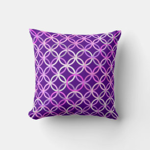 Mid-Century Modern circles, amethyst and orchid Cushion