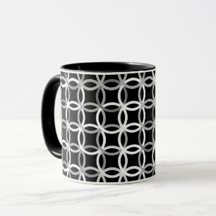 Mid-Century Modern circles, black, white and grey Mug