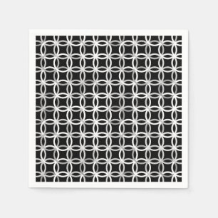 Mid-Century Modern circles, black, white and grey Napkin