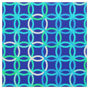Mid-Century Modern circles, cobalt & peacock Fabric