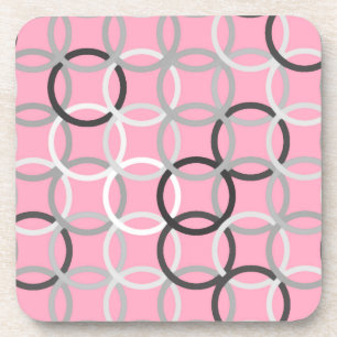 Mid-Century Modern circles, coral pink and grey Coaster