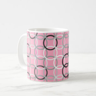 Mid-Century Modern circles, coral pink and grey Coffee Mug