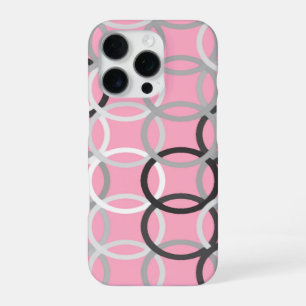 Mid-Century Modern circles, coral pink and grey iPhone Case