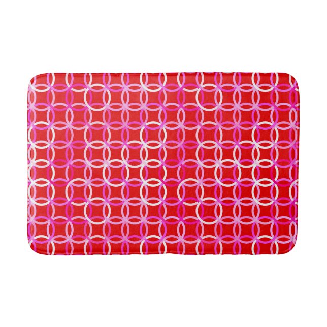 Mid-Century Modern circles, dark red and pink Bath Mat (Front)