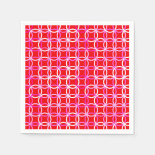Mid-Century Modern circles, dark red and pink Napkin