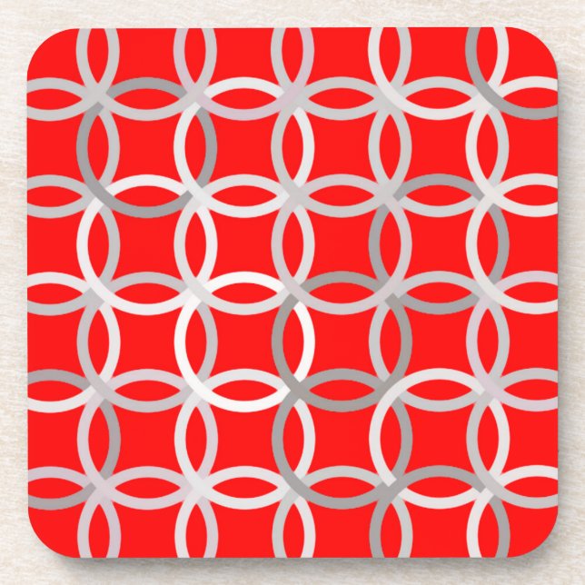Mid-Century Modern circles, deep red and grey Coaster (Front)