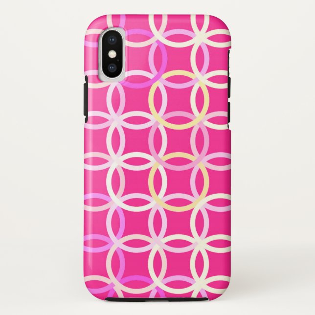 Mid-Century Modern circles, fuchsia pink and cream Case-Mate iPhone Case (Back)