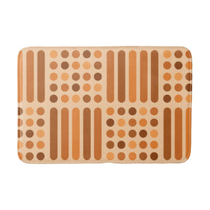 Mid Century Modern Circles Lines Orange Bath Mat