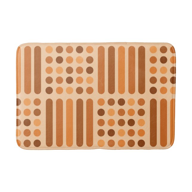 Mid Century Modern Circles Lines Orange Bath Mat (Front)