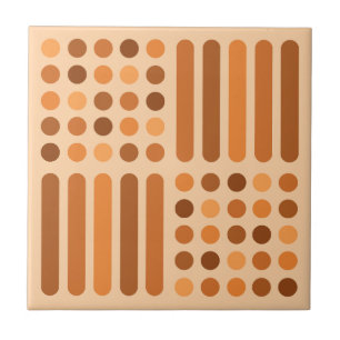 Mid Century Modern Circles Lines Orange Ceramic Tile