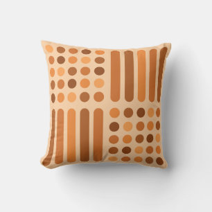 Mid Century Modern Circles Lines Orange Cushion