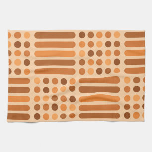 Mid Century Modern Circles Lines Orange Tea Towel