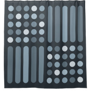 Mid Century Modern Circles Lines Slate Shower Curtain