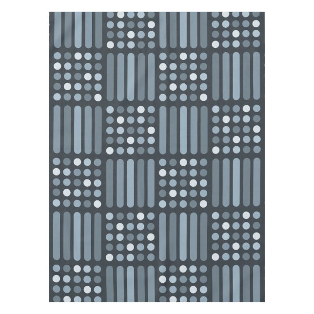 Mid Century Modern Circles Lines Slate Tablecloth (Front)