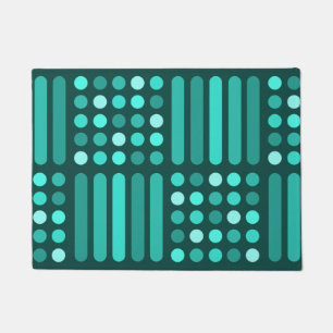 Mid Century Modern Circles Lines Teal Doormat
