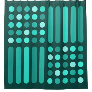Mid Century Modern Circles Lines Teal Shower Curtain