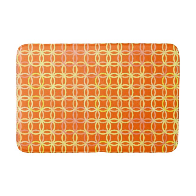 Mid-Century Modern circles, mandarin orange Bath Mat (Front)