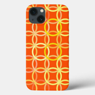 Mid-Century Modern circles, mandarin orange iPhone 13 Case