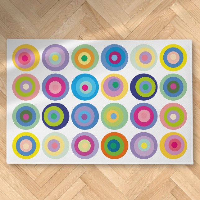 Mid Century Modern Circles Pattern Colourful Doormat (Mid Century Modern Circles Pattern Colorful Doormat)