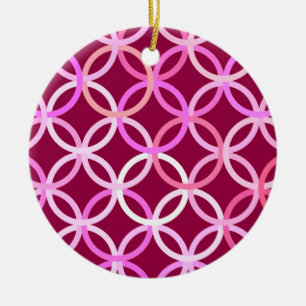 Mid-Century Modern circles, plum and orchid pink Ceramic Ornament