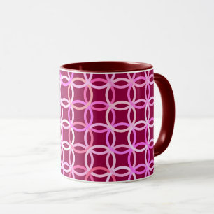 Mid-Century Modern circles, plum and orchid pink Mug