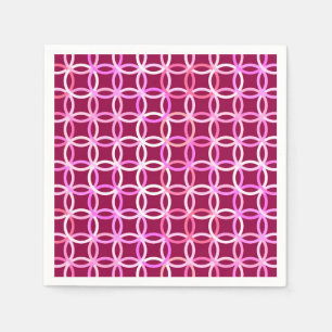 Mid-Century Modern circles, plum and orchid pink Napkin