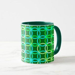 Mid-Century Modern circles, shades of green Mug
