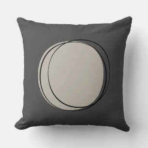 Mid Century Modern Circles Throw Pillow, Grey Cushion