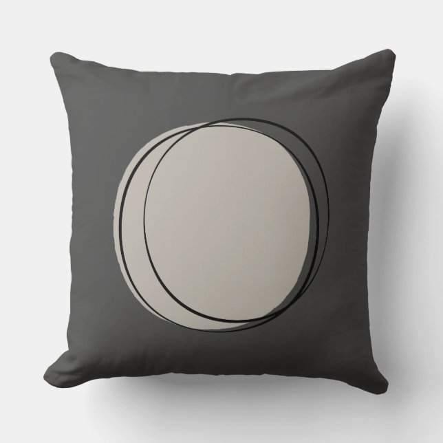 Mid Century Modern Circles Throw Pillow, Grey Cushion (Front)