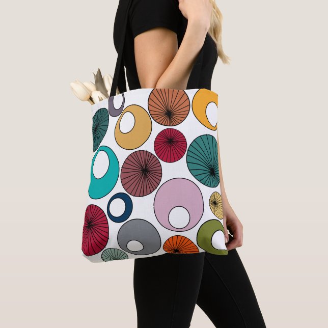 Mid-Century Modern Circles  Tote Bag (Close Up)