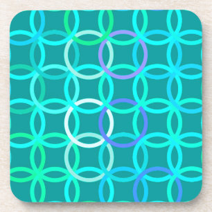 Mid-Century Modern circles, turquoise and aqua Coaster