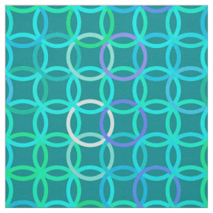 Mid-Century Modern circles, turquoise and aqua Fabric