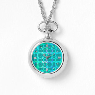 Mid-Century Modern circles, turquoise and aqua Watch