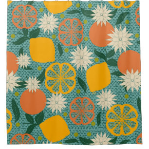 Mid Century Modern Citrus Shower Curtain