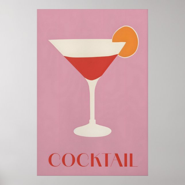Mid Century Modern Cocktail Print Retro Bar Wall (Front)