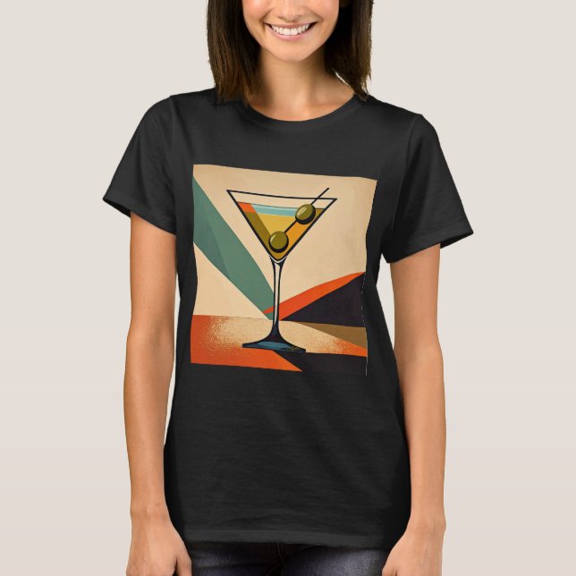 Mid Century Modern Color Block Martini Art T-Shirt (Front)