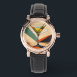 Mid Century Modern Color Block Martini Art Watch<br><div class="desc">Welcome to my Mid Century Fantasy World! Designs in this store are born of growing up in a Mid Century home complete with Martini loving parents.  Break out the cocktails.  Merging fact with fantasy within Mid Century Modern,  Jazz,  Retro Futuristic,  Atomic and Space Age Designs.</div>